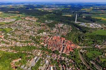 City overview from the south in Rottweil in the state Baden-Wuerttemberg, Germany