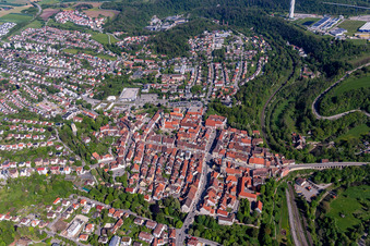 Old Town in Rottweil in the state Baden-Wuerttemberg, Germany out of the air