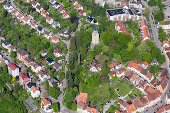 Aerial view of High tower in Rottweil in the state Baden-Wuerttemberg, Germany