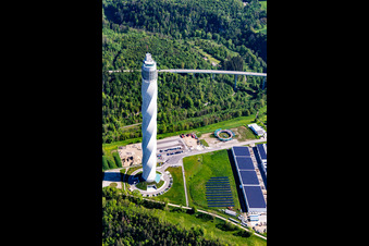 Site of the ThyssenKrupp testing tower for Speed elevators in Rottweil in Baden - Wuerttemberg. When finished the new landmark of the town of Rottweil will be the tallest structure in Baden-Wuerttemberg seen from above