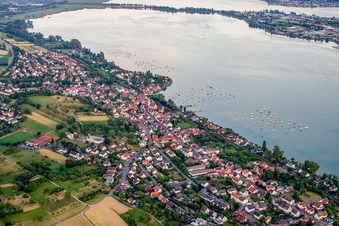 Aerial photograpy of Village on the lake bank areas of the lake of Constance in Allensbach in the state Baden-Wurttemberg, Germany