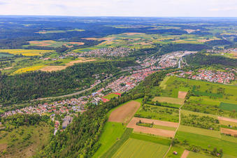 Aerial view of From the south in Sulz am Neckar in the state Baden-Wuerttemberg, Germany
