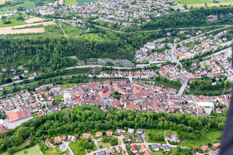 Aerial view of Historic Old Town in Sulz am Neckar in the state Baden-Wuerttemberg, Germany