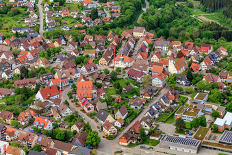 Aerial view of Wagnerplatz in Dornhan in the state Baden-Wuerttemberg, Germany