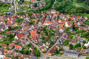 Aerial photograpy of Wagnerplatz in Dornhan in the state Baden-Wuerttemberg, Germany