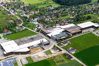 Building and production halls on the premises of Saier Verpackungstechnik in Alpirsbach in the state Baden-Wurttemberg, Germany