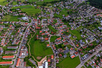 Aerial view of Sulgauer Street in the district Sulgen in Schramberg in the state Baden-Wuerttemberg, Germany