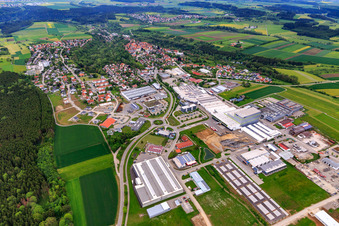 Industrial area with chefbeschlag GmbH and Blickle Räder+Rollen GmbH u. Co. KG in Rosenfeld in the state Baden-Wuerttemberg, Germany