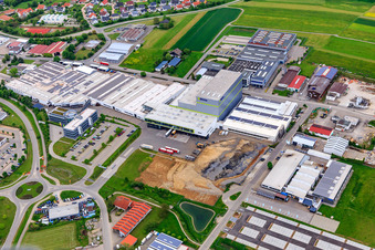 Industrial area with Blickle Räder+Rollen GmbH u. Co. KG and FLURO-Gelenklager GmbH in Rosenfeld in the state Baden-Wuerttemberg, Germany