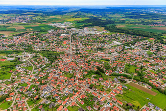 City overview from the south in the district Steinhofen in Bisingen in the state Baden-Wuerttemberg, Germany