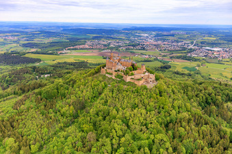 Bird's eye view of Hohenzollern Castle in the district Zimmern in Bisingen in the state Baden-Wuerttemberg, Germany