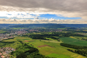 View of the town from the northwest in the district Stein in Hechingen in the state Baden-Wuerttemberg, Germany
