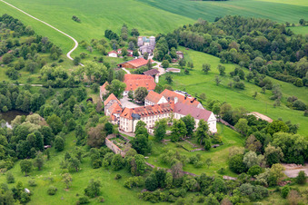 Aerial view of Kirchberg Monastery (Berneuchen House) in Sulz am Neckar in the state Baden-Wuerttemberg, Germany