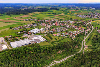Village view from the southwest with Paul Bippus GmbH & Co. KG in the district Boll in Oberndorf am Neckar in the state Baden-Wuerttemberg, Germany
