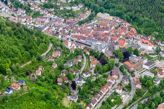 Old Town area and city center in Oberndorf am Neckar in the state Baden-Wurttemberg, Germany