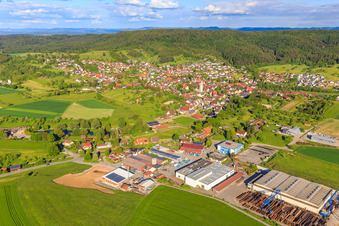 View of the town from the northeast, including Sülzle Nutzeisen GmbH in the district Bergfelden in Sulz am Neckar in the state Baden-Wuerttemberg, Germany