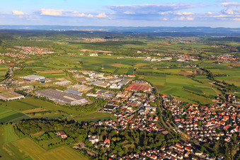 Industrial area from the west in the district Gültstein in Herrenberg in the state Baden-Wuerttemberg, Germany