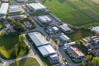 Aerial photograpy of Industrial area Industriestraße in Horb am Neckar in the state Baden-Wuerttemberg, Germany