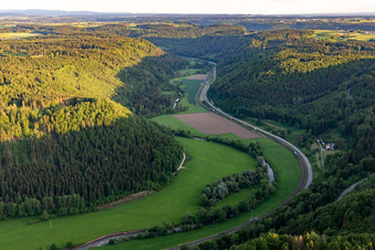 Aerial view of Neckar Valley in Sulz am Neckar in the state Baden-Wuerttemberg, Germany