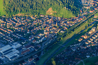 Overview of locations in the Kinzig Valley from the east in Hausach in the state Baden-Wuerttemberg, Germany