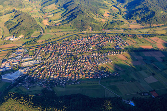 Aerial view of Overview of locations in the Kinzig Valley from the east in Biberach in the state Baden-Wuerttemberg, Germany