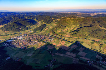 Aerial photograpy of Overview of locations in the Kinzig Valley from the east in Biberach in the state Baden-Wuerttemberg, Germany