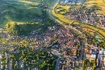 Gengenbach's old town from the west, with the St. Mary's Church. in Gengenbach in the state Baden-Wuerttemberg, Germany