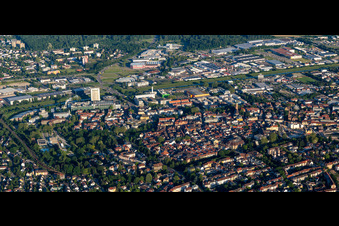 Village on the banks of the area of the Kinzig river - river course in Offenburg in the state Baden-Wurttemberg, Germany