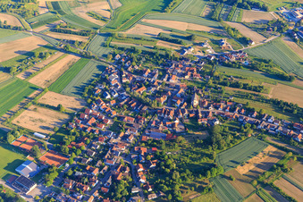 View of the town from the south with St. Laurentius Church in the district Bohlsbach in Offenburg in the state Baden-Wuerttemberg, Germany