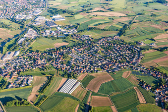 Village view on the edge of agricultural fields and land in Sand in the state Baden-Wurttemberg, Germany