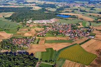 View of the town from the northeast, featuring World of Living in the district Linx in Rheinau in the state Baden-Wuerttemberg, Germany