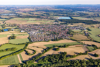 Aerial photograpy of Gambsheim in the state Bas-Rhin, France