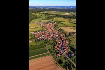 Aerial photograpy of Village view from the northwest in Erlenbach bei Kandel in the state Rhineland-Palatinate, Germany