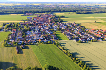Aerial view of From the south in the district Hayna in Herxheim bei Landau in the state Rhineland-Palatinate, Germany