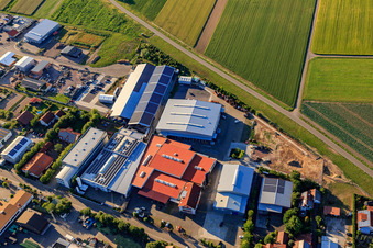 Im Gereut industrial estate with WWS Metallformen GmbH, HGGS LaserCUT GmbH & Co. KG in Hatzenbühl in the state Rhineland-Palatinate, Germany viewn from the air
