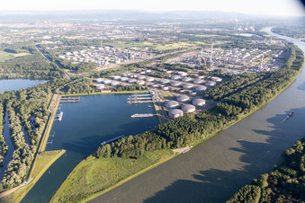 Oil port in the district Knielingen in Karlsruhe in the state Baden-Wuerttemberg, Germany
