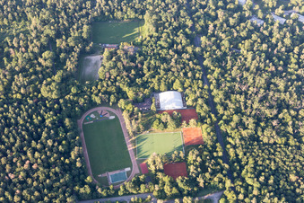 Aerial view of MTV in the district Oststadt in Karlsruhe in the state Baden-Wuerttemberg, Germany