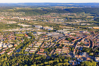 Eastern ring road from the northwest in the district Oststadt in Karlsruhe in the state Baden-Wuerttemberg, Germany