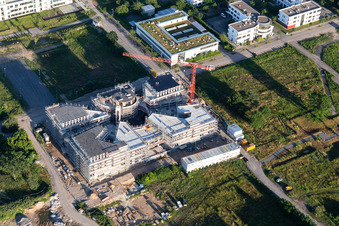 Construction site of the LTC - Linder Technology Campus in Wilhelm-Schickard-Straße in the Technology Park Karlsruhe in the district Rintheim in Karlsruhe in the state Baden-Wuerttemberg, Germany out of the air