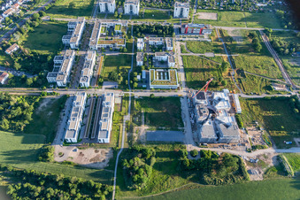 Technology Park in the district Rintheim in Karlsruhe in the state Baden-Wuerttemberg, Germany viewn from the air