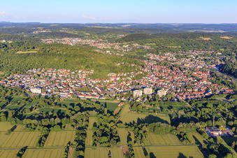 From the west in the district Grötzingen in Karlsruhe in the state Baden-Wuerttemberg, Germany
