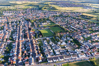 Town View of the streets and houses of the residential areas in Karlsdorf in the state Baden-Wurttemberg, Germany