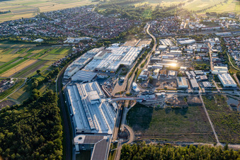 Aerial view of SEW Eurodrive in the district Graben in Graben-Neudorf in the state Baden-Wuerttemberg, Germany