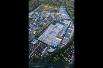 Oblique view of Factory premises of SEW-EURODRIVE GmbH & Co KG in Graben-Neudorf in the state Baden-Wurttemberg, Germany