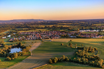 Village view from the north in Leimersheim in the state Rhineland-Palatinate, Germany