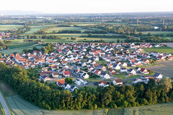 District Hardtwald in Neupotz in the state Rhineland-Palatinate, Germany seen from above