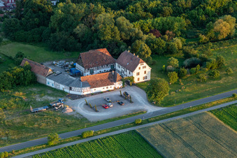 Aerial photograpy of Gehrlein's Old Mill in Hatzenbühl in the state Rhineland-Palatinate, Germany