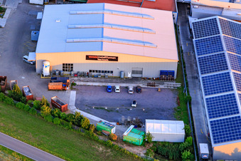 Aerial photograpy of Im Gereut industrial estate with WWS Metallformen GmbH, HGGS LaserCUT GmbH & Co. KG in Hatzenbühl in the state Rhineland-Palatinate, Germany