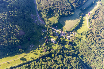 Aerial view of Chateau de Jaegerthal in Niederbronn-les-Bains in the state Bas-Rhin, France