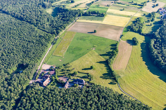 Aerial view of Villa Le Riesack in Niederbronn-les-Bains in the state Bas-Rhin, France